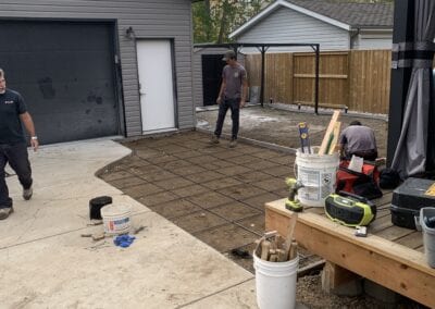 Concrete work in front of garage